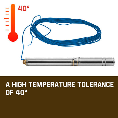 1.5HP Stainless Steel Submersible Bore Water Pump - 83L/min at 38m Depth