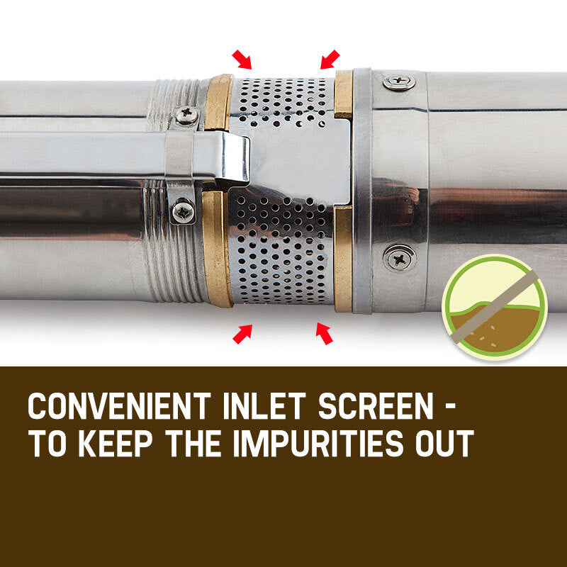 1.5HP Stainless Steel Submersible Bore Water Pump - 83L/min at 38m Depth