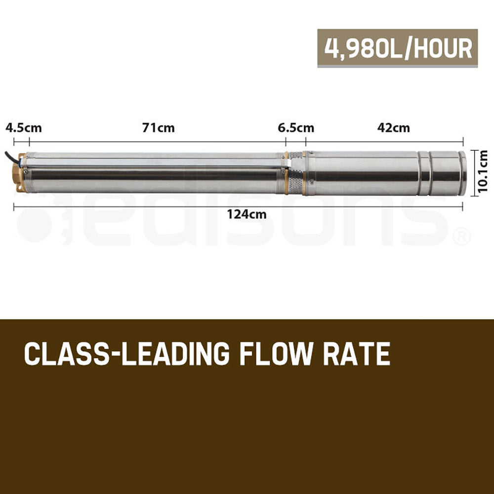 2HP Submersible Bore Water Pump with 83L/min Flow and 155m Depth Capability