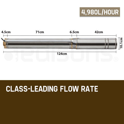 2HP Submersible Bore Water Pump with 83L/min Flow and 155m Depth Capability