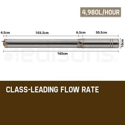 3HP Submersible Bore Pump, Stainless Steel, 83L/min, 120m Depth, 240V