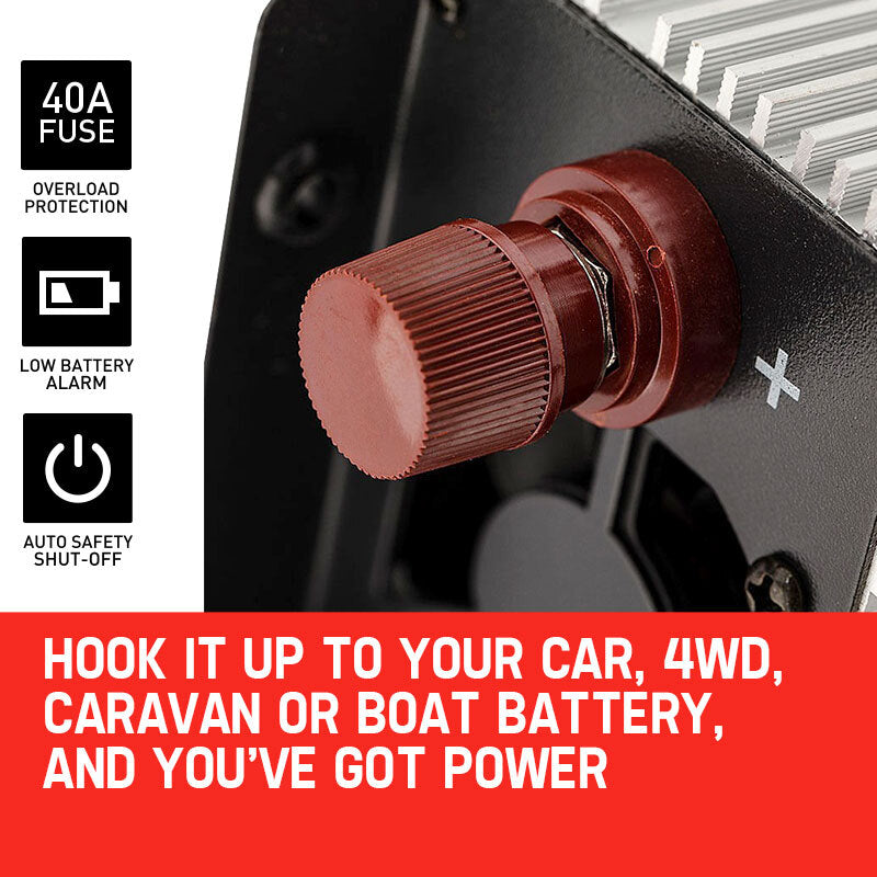 Pure Sine Wave 1kW/2kW Power Inverter for Car, Caravan & Boat - 12V/240V Compatible