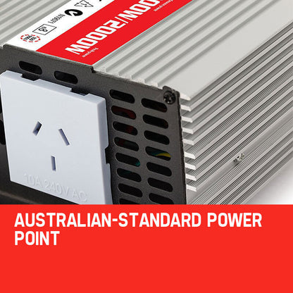 Pure Sine Wave 1kW/2kW Power Inverter for Car, Caravan & Boat - 12V/240V Compatible