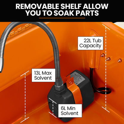 22L Auto Parts Washer for Small Garages - Durable Steel, Fire Safe Design