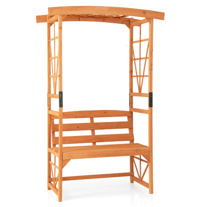 Patio Garden Arbor with Bench and 2 Trellises-Yellow
