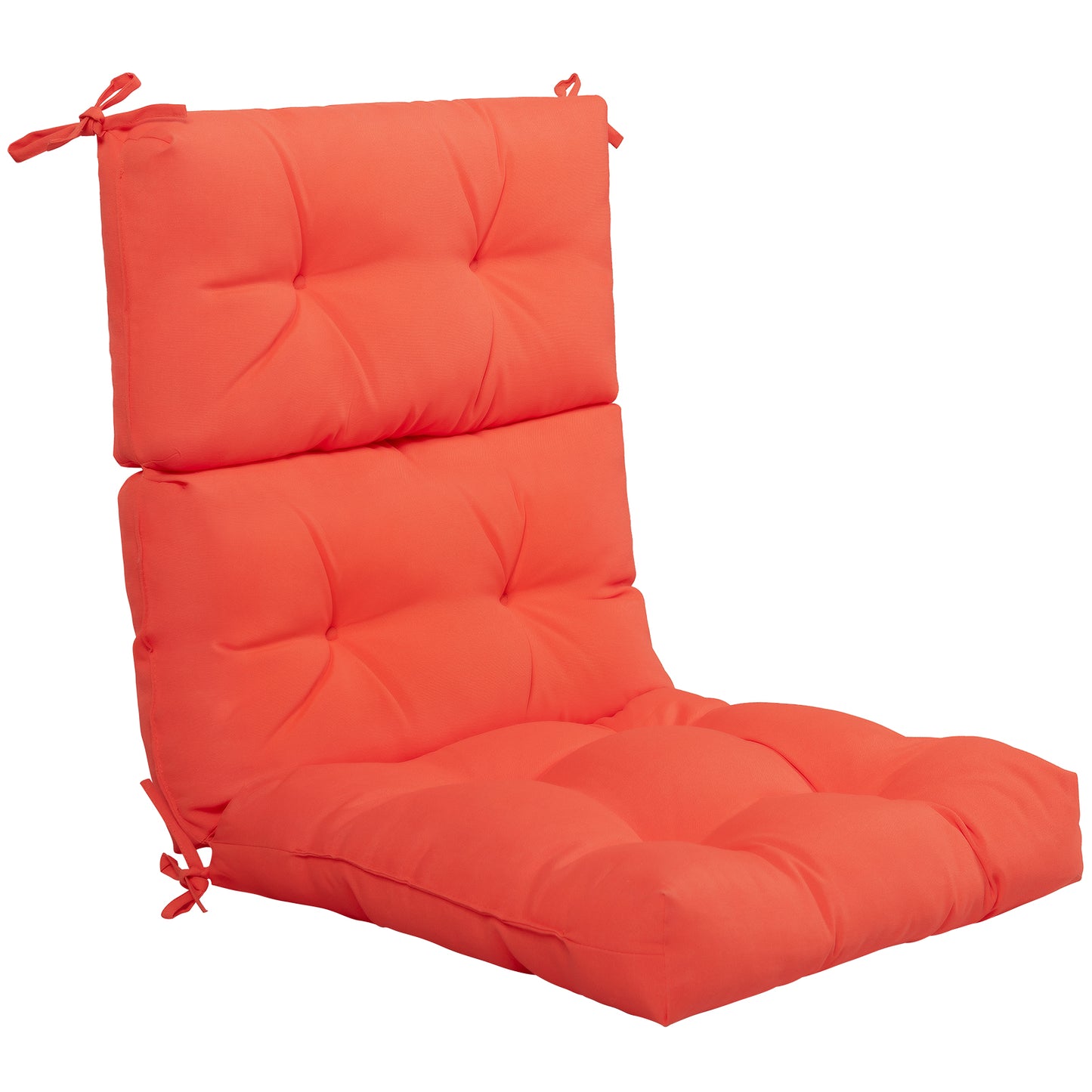 Patio High Back Chair Cushion Chair Seat Pads with Non-slip Rope Belts-Orange