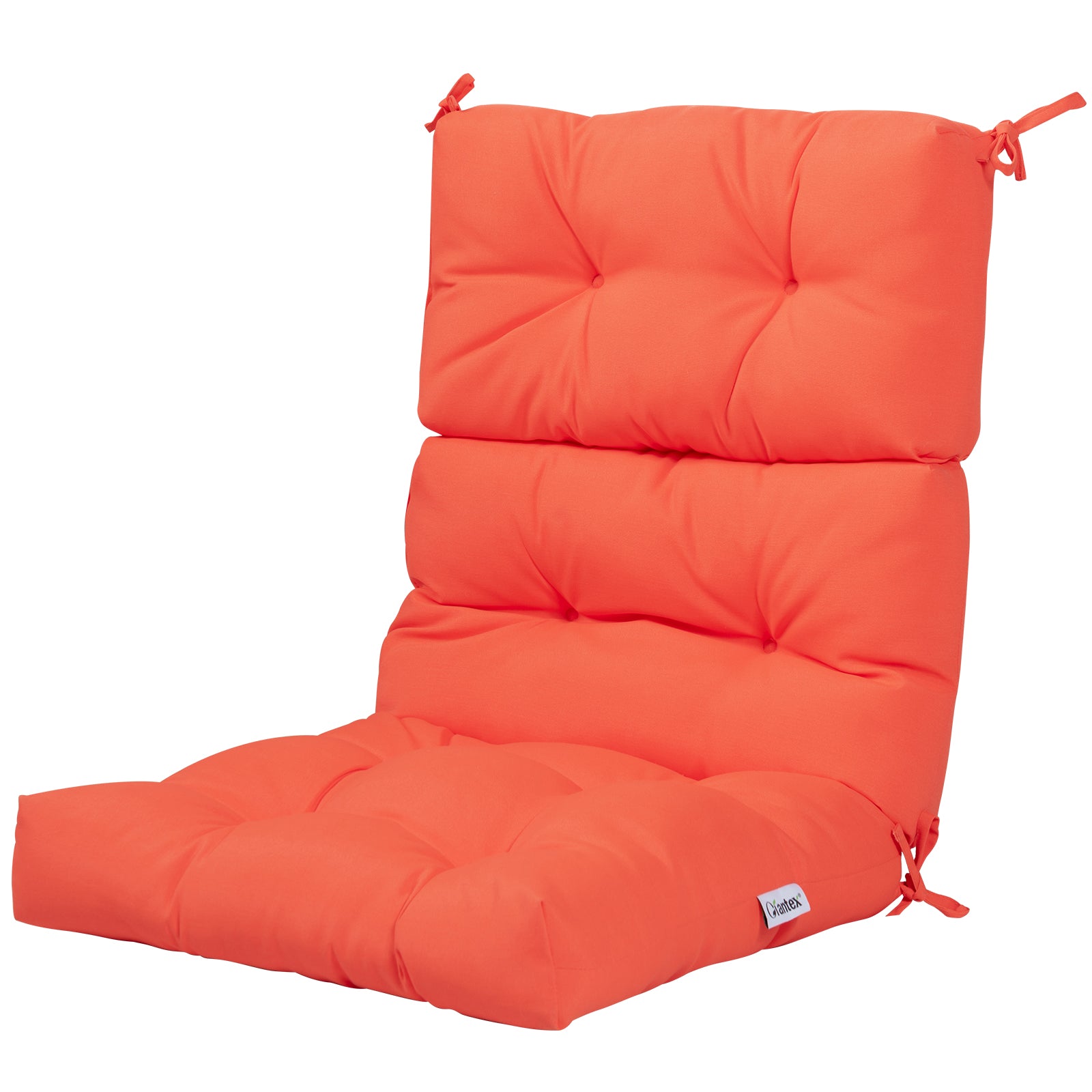 Patio High Back Chair Cushion Chair Seat Pads with Non-slip Rope Belts-Orange