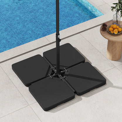 Patio Offset Umbrella Base 100 kg Capacity Heavy-Duty 4-Piece Square Plate Set