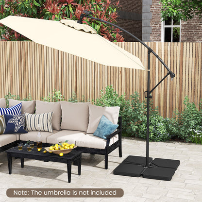 Patio Offset Umbrella Base 100 kg Capacity Heavy-Duty 4-Piece Square Plate Set