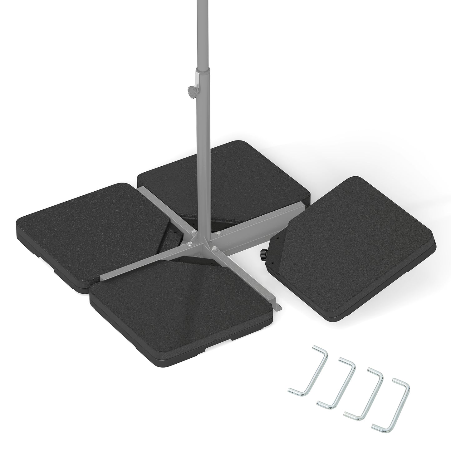 Patio Offset Umbrella Base 100 kg Capacity Heavy-Duty 4-Piece Square Plate Set