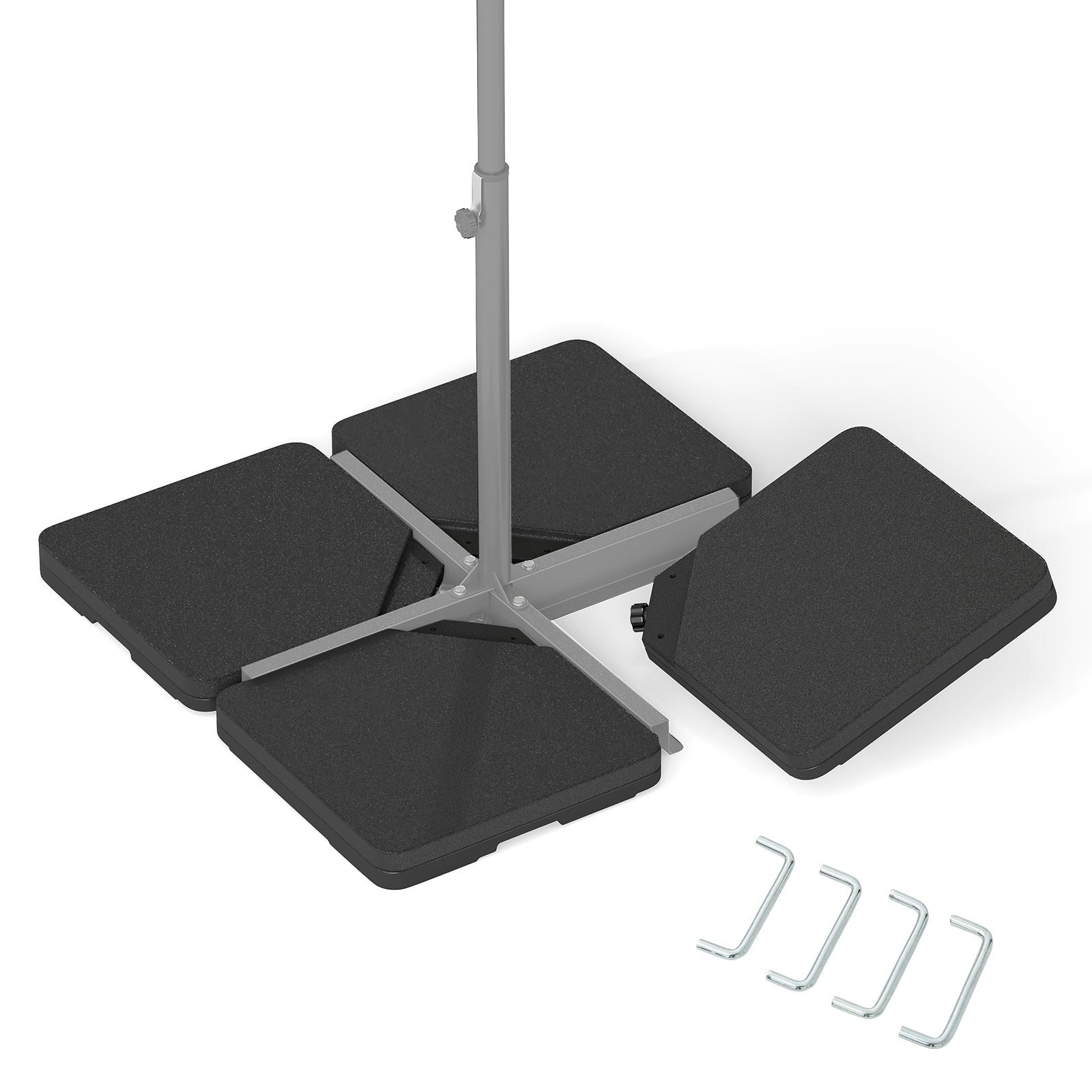 Patio Offset Umbrella Base 100 kg Capacity Heavy-Duty 4-Piece Square Plate Set