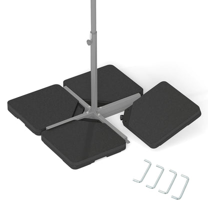 Patio Offset Umbrella Base 100 kg Capacity Heavy-Duty 4-Piece Square Plate Set