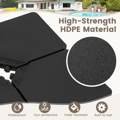 Patio Offset Umbrella Base 100 kg Capacity Heavy-Duty 4-Piece Square Plate Set