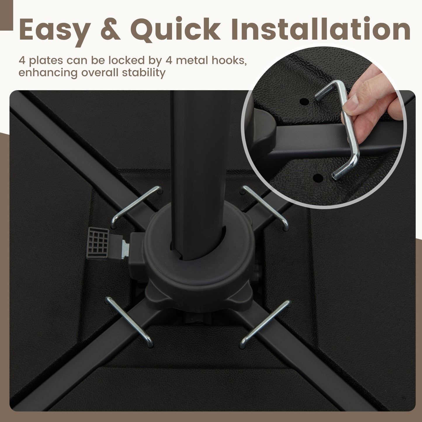 Patio Offset Umbrella Base 100 kg Capacity Heavy-Duty 4-Piece Square Plate Set