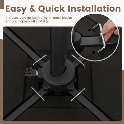 Patio Offset Umbrella Base 100 kg Capacity Heavy-Duty 4-Piece Square Plate Set