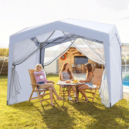 3 x 3 m Pop up Canopy Tent with 4 Sidewalls and Mesh Netting-White