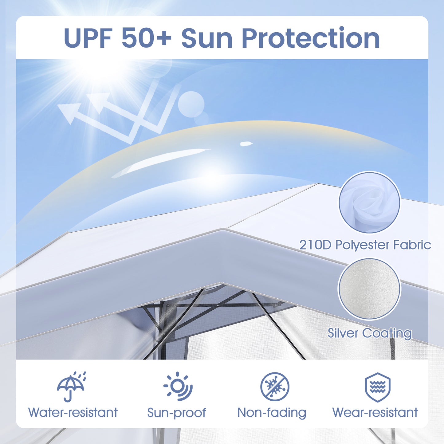3 x 3 m Pop up Canopy Tent with 4 Sidewalls and Mesh Netting-White