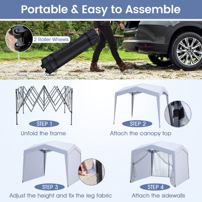 3 x 3 m Pop up Canopy Tent with 4 Sidewalls and Mesh Netting-White
