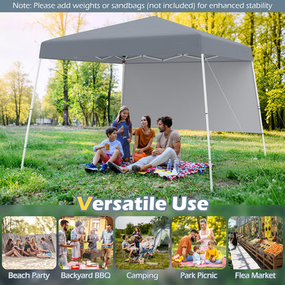 Pop up Canopy Tent with 1 Sidewall for Party Events Camping Picnic-Grey