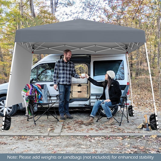 Pop up Canopy Tent with 1 Sidewall for Party Events Camping Picnic-Grey