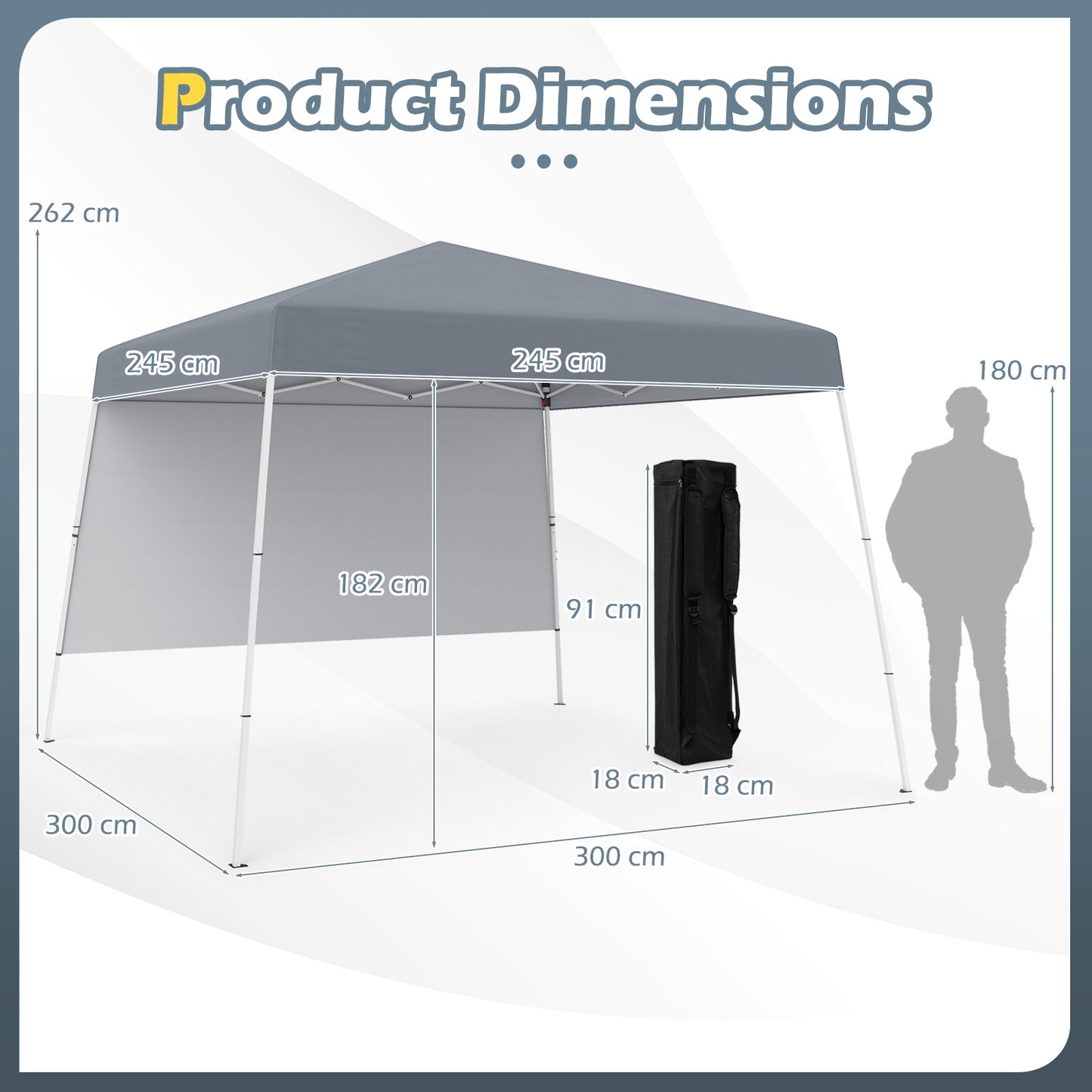 Pop up Canopy Tent with 1 Sidewall for Party Events Camping Picnic-Grey