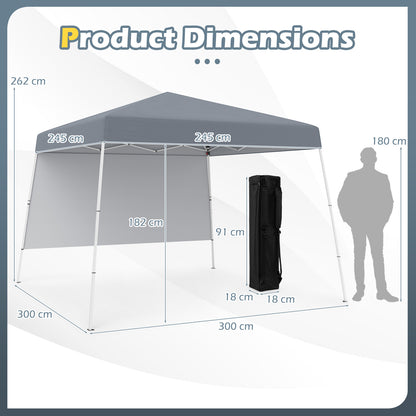 Pop up Canopy Tent with 1 Sidewall for Party Events Camping Picnic-Grey