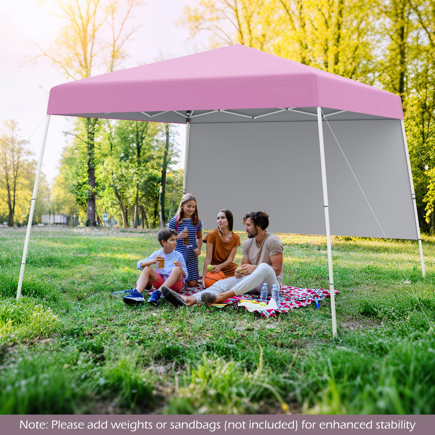 Pop up Canopy Tent with 1 Sidewall for Party Events Camping Picnic-Pink