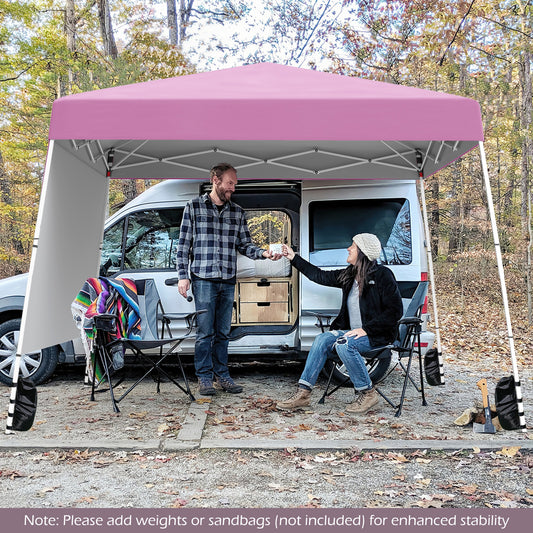 Pop up Canopy Tent with 1 Sidewall for Party Events Camping Picnic-Pink