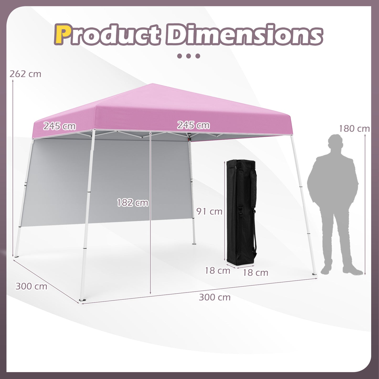 Pop up Canopy Tent with 1 Sidewall for Party Events Camping Picnic-Pink