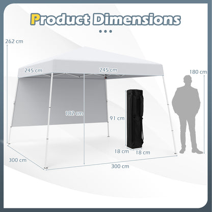 Pop up Canopy Tent with 1 Sidewall for Party Events Camping Picnic-White