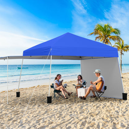 Pop up Canopy Tent with 2 Convertible Sidewalls and UPF50+ UV protection-Blue