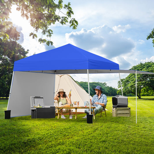 Pop up Canopy Tent with 2 Convertible Sidewalls and UPF50+ UV protection-Blue
