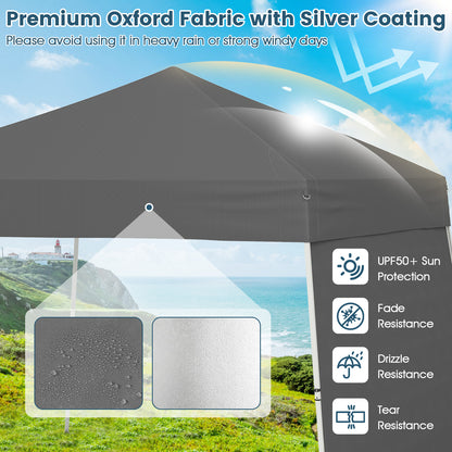 Pop up Canopy Tent with 2 Convertible Sidewalls and UPF50+ UV protection-Grey