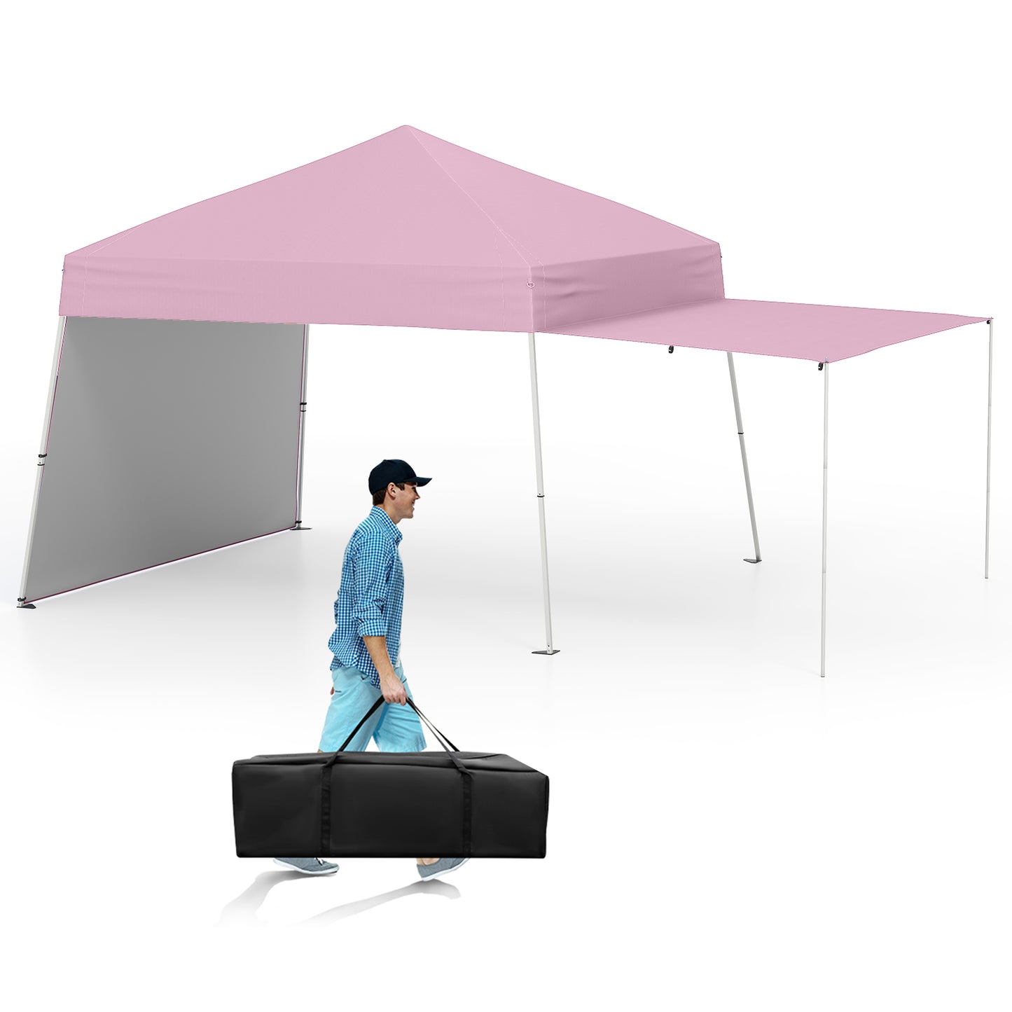 Pop up Canopy Tent with 2 Convertible Sidewalls and UPF50+ UV protection-Pink