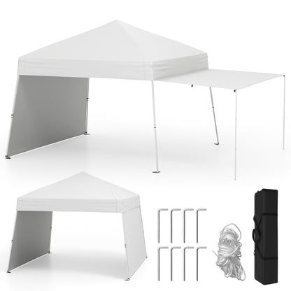 Pop up Canopy Tent with 2 Convertible Sidewalls and UPF50+ UV protection-White