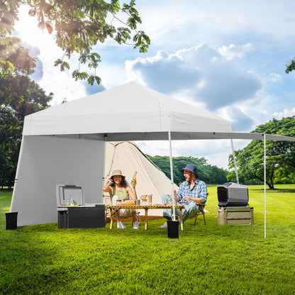 Pop up Canopy Tent with 2 Convertible Sidewalls and UPF50+ UV protection-White