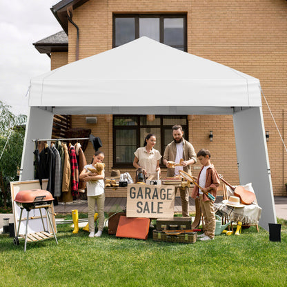 Pop up Canopy Tent with 2 Convertible Sidewalls and UPF50+ UV protection-White