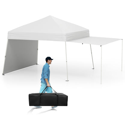 Pop up Canopy Tent with 2 Convertible Sidewalls and UPF50+ UV protection-White