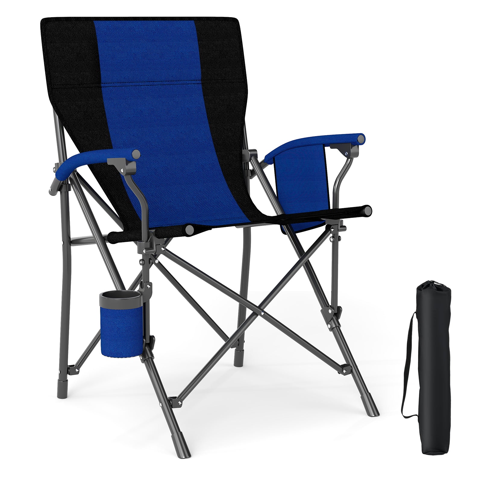 Portable Camping Chair with Cup Holder and Side Pocket-Navy