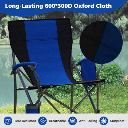 Portable Camping Chair with Cup Holder and Side Pocket-Navy