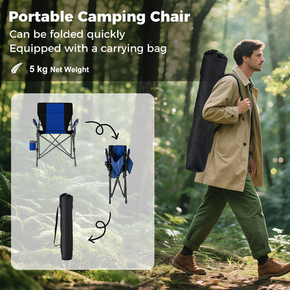 Portable Camping Chair with Cup Holder and Side Pocket-Navy