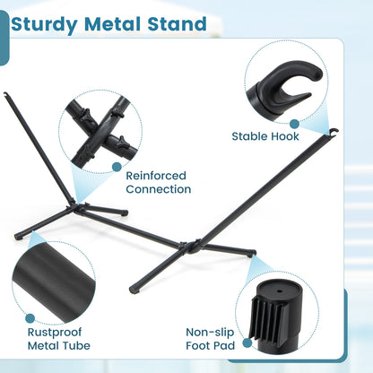 Portable Hammock with Stand and Space-saving Metal Frame-Colourful