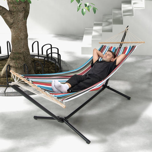 Portable Hammock with Stand and Space-saving Metal Frame-Colourful