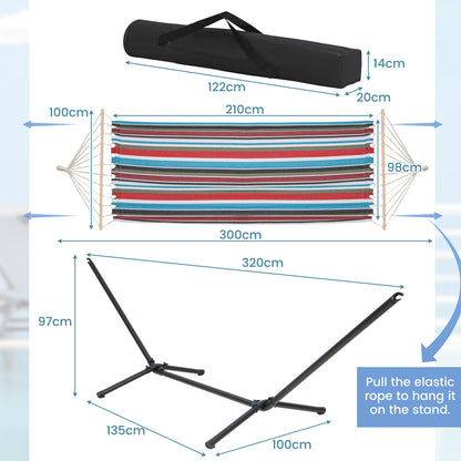Portable Hammock with Stand and Space-saving Metal Frame-Colourful