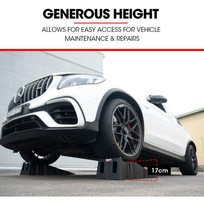 Heavy Duty 2 x 2.5T Car Ramps, 2.5m Load, 17cm Lift, Polypropylene Design