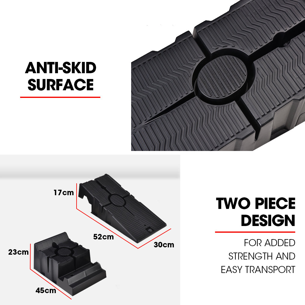 Heavy Duty 2 x 2.5T Car Ramps, 2.5m Load, 17cm Lift, Polypropylene Design