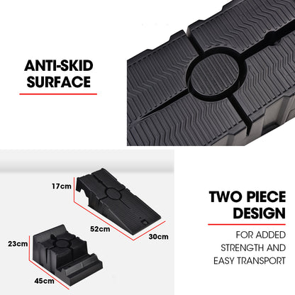 Heavy Duty 2 x 2.5T Car Ramps, 2.5m Load, 17cm Lift, Polypropylene Design