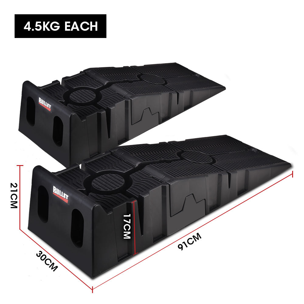 Heavy Duty 2 x 2.5T Car Ramps, 2.5m Load, 17cm Lift, Polypropylene Design