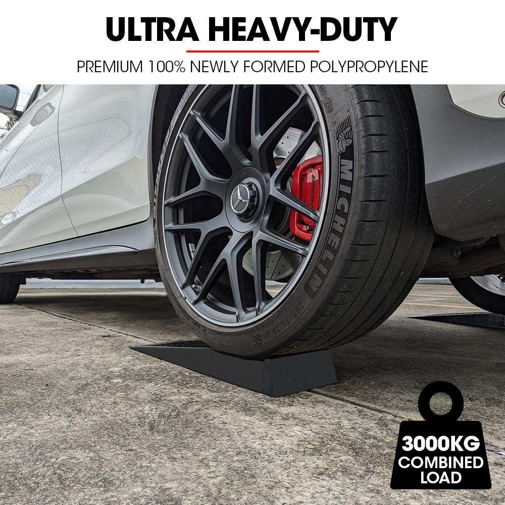 Heavy-Duty Low Profile Car Ramps, 3T Capacity, 0.065m Lift, 2-Pack