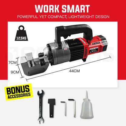Hydraulic Rebar Cutter 22mm, 950W Motor, 12.5kg, 20 Tonne Force, 3.5s Cycle